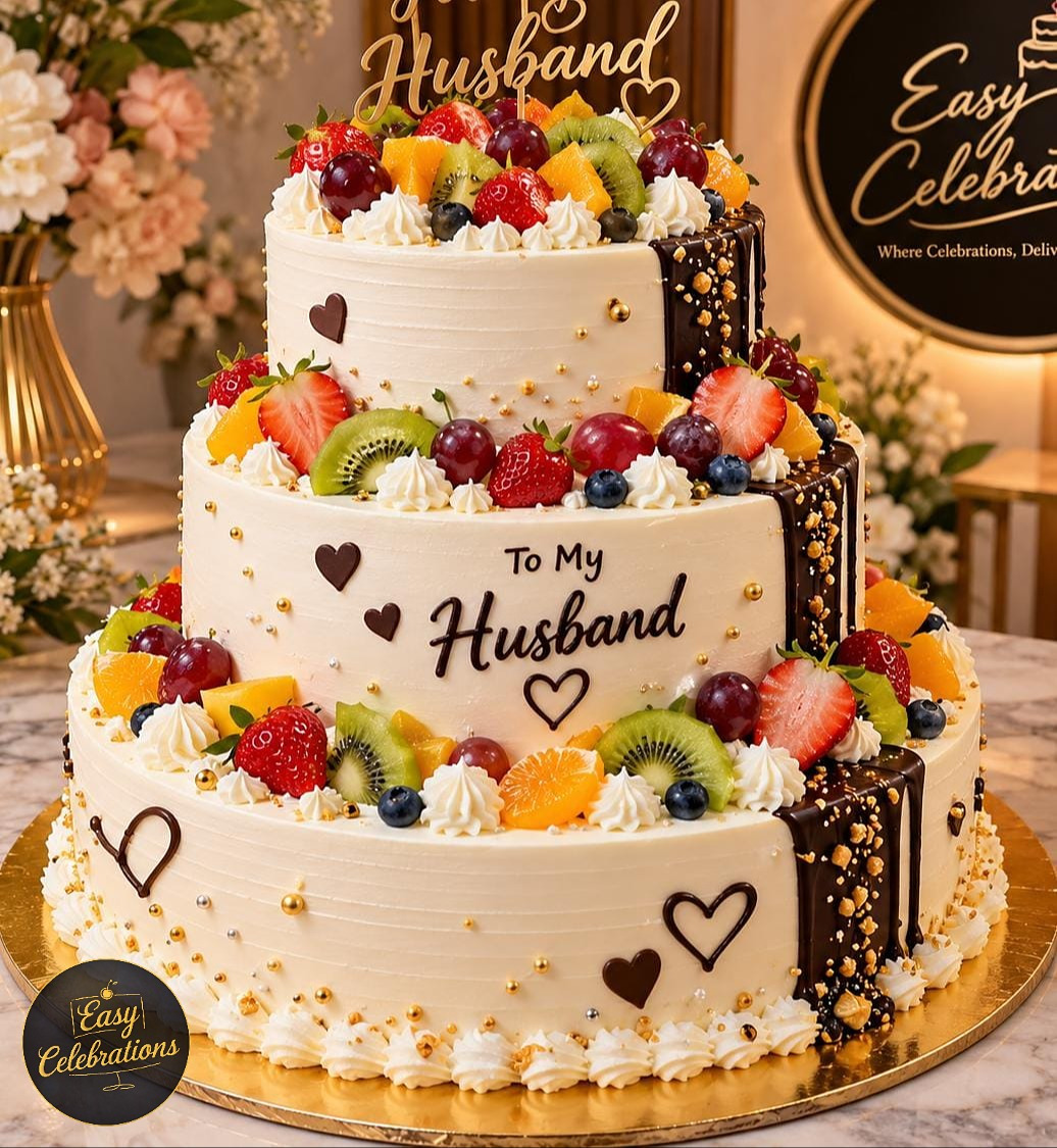 Three-Tier Fresh Fruit Husband Cake