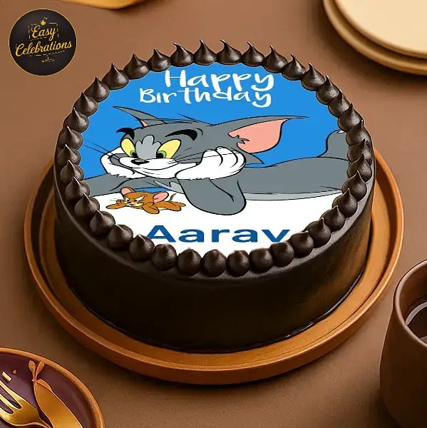 Tom & Jerry Birthday Photo Cake
