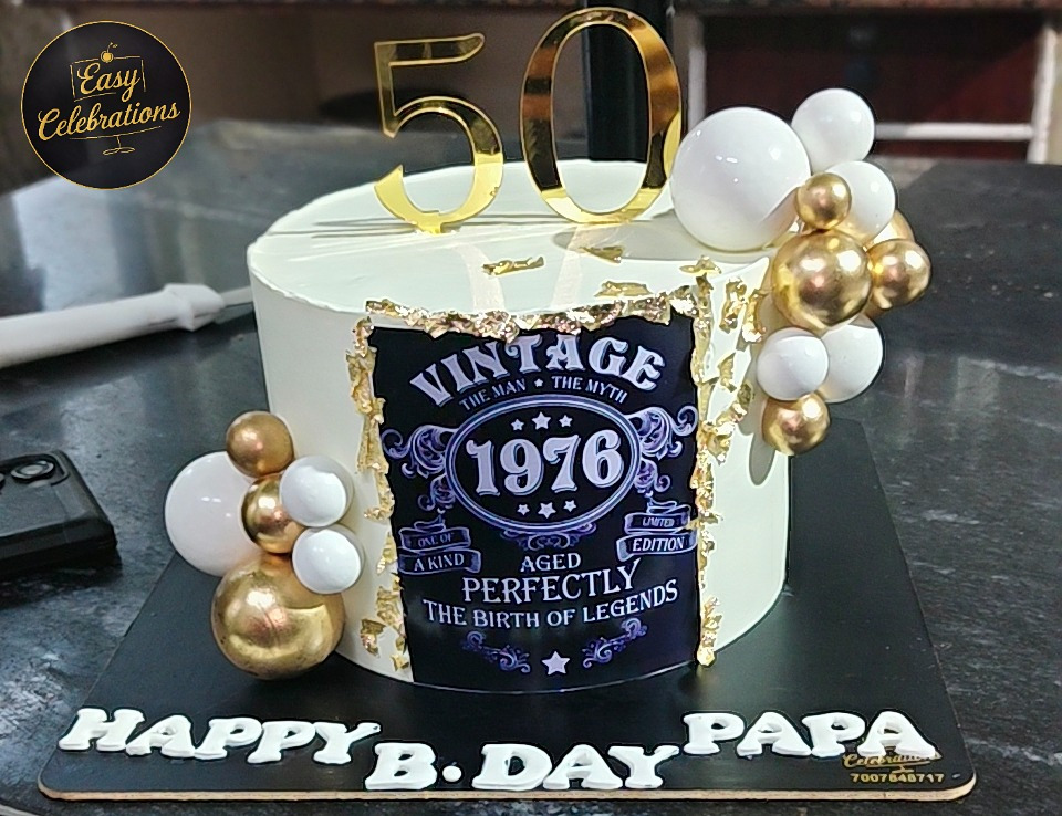 Vintage Golden 50th Birthday Cake – Papa Special
