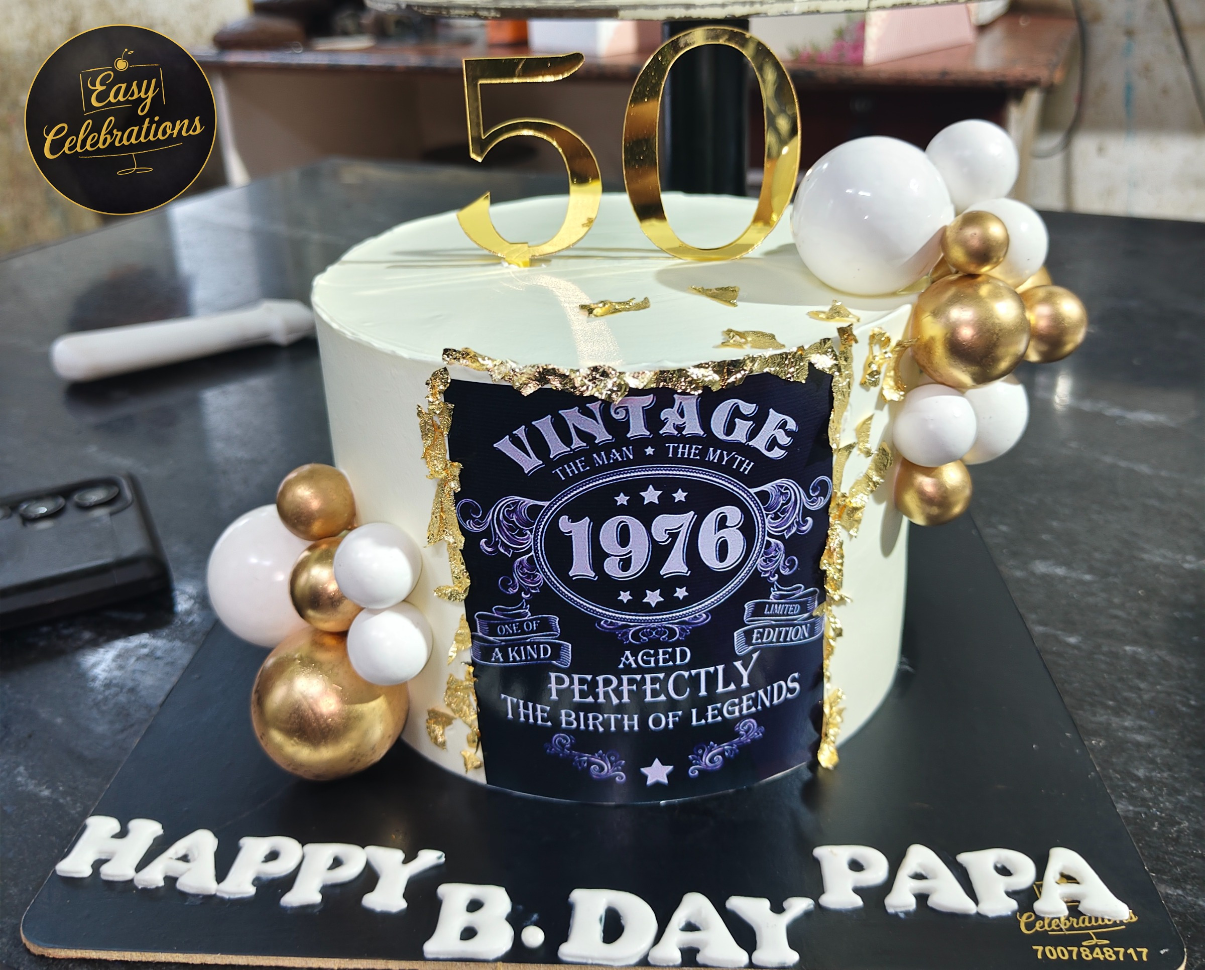 Vintage Golden 50th Birthday Cake – Papa Special