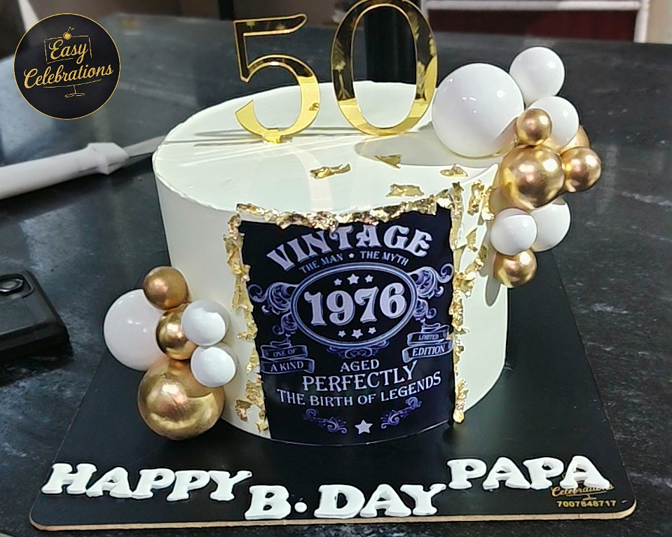 Vintage Golden 50th Birthday Cake – Papa Special