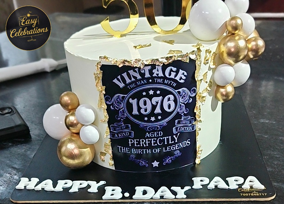 Vintage Golden 50th Birthday Cake – Papa Special